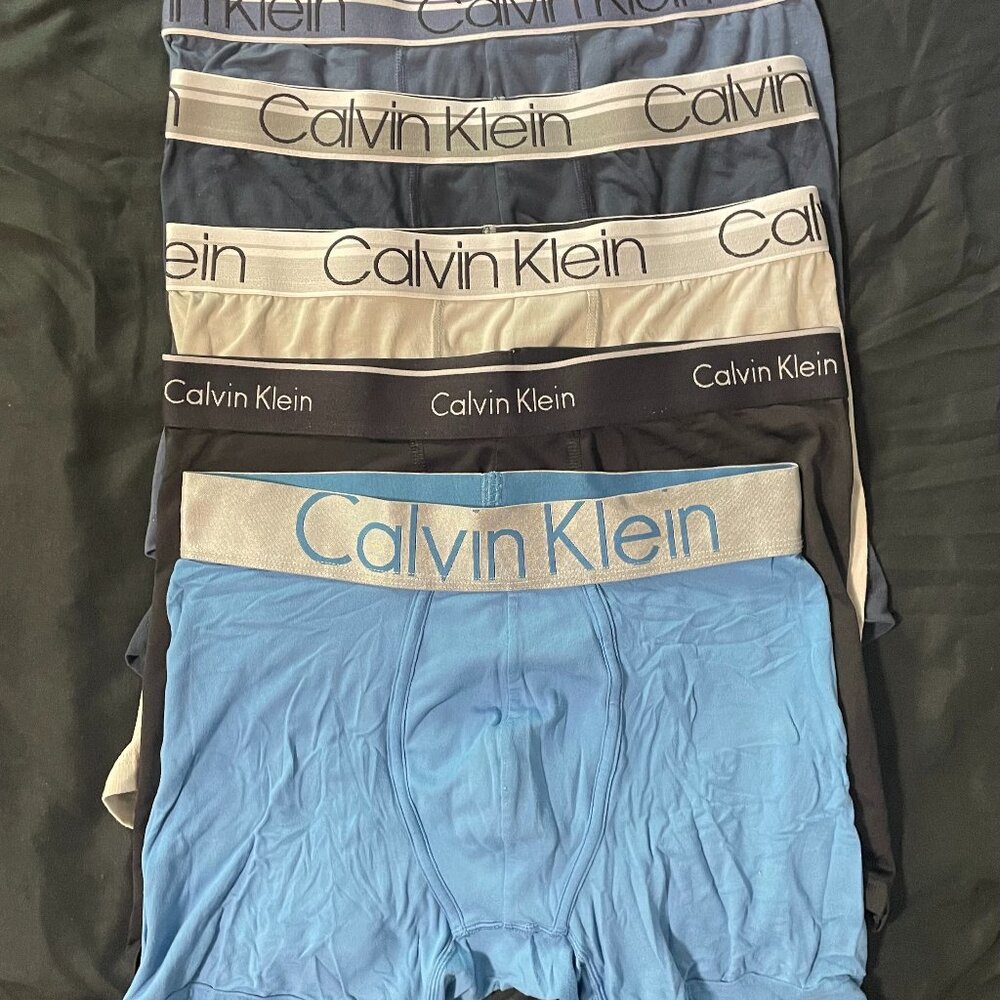 Men's Calvin Klein Boxer Briefs Blue Navy Grey Black Lot of 5 - Size Medium
